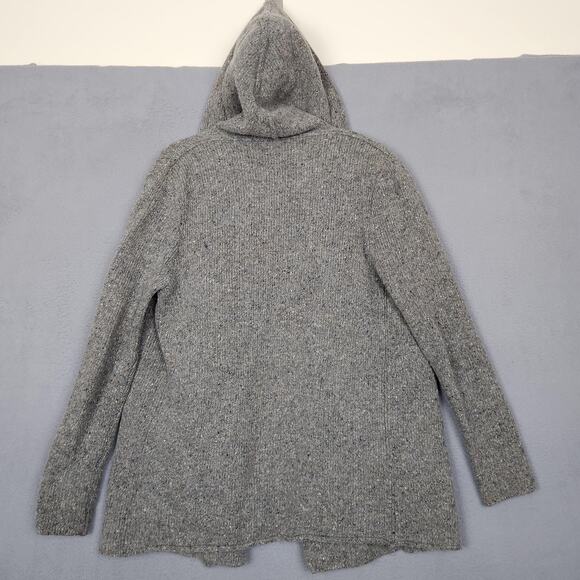 Vince Sweater Womens Medium Gray Hooded Open Front Wool Blend Cardigan 72676 - Picture 3 of 13
